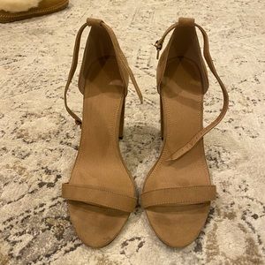 Nude suede heels